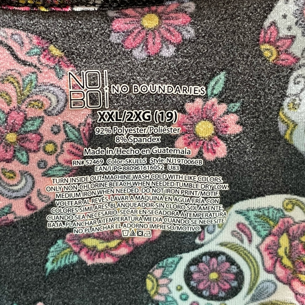 No Boundaries Black Tank Top with Colorful Sugar Skull Print - Picture 5 of 5